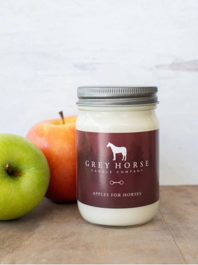 Grey candle - bougie apples for horses
